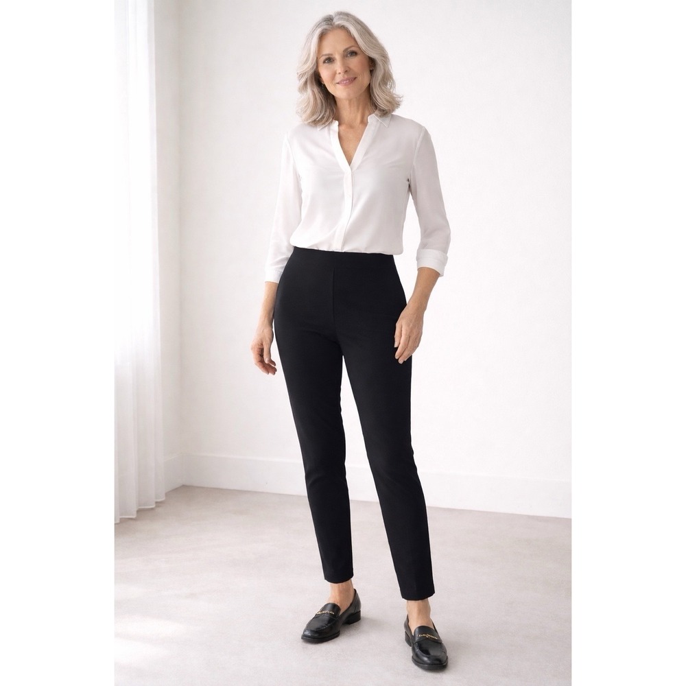 Clara Sun Woo Pull On Straight Leg Pant Womens XL Black High Waist Career Office
